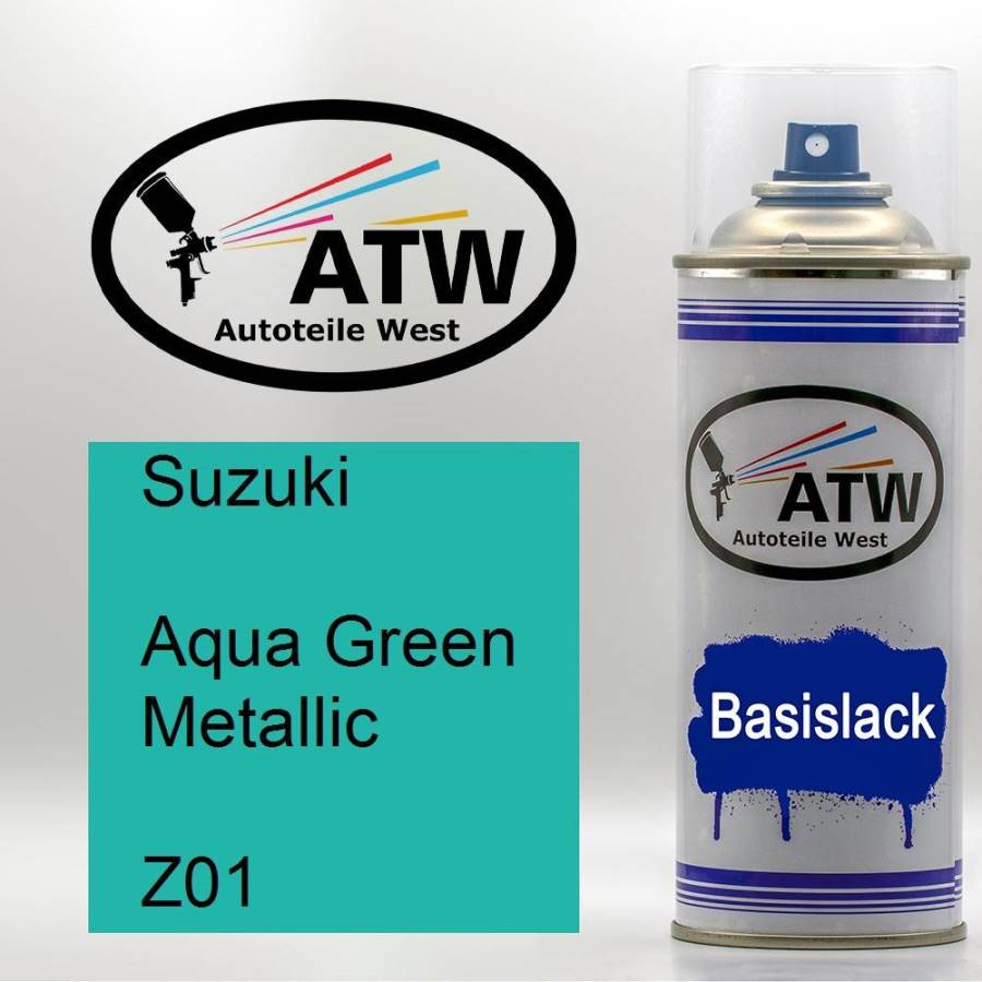 Suzuki, Aqua Green Metallic, Z01: 400ml Sprühdose, von ATW Autoteile West.